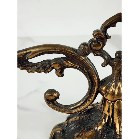 Johnson Bronze Co Ornate Candle Holder Candelabra 50s Newcastle PA Bronze 7 1/2" - Picture 7 of 16